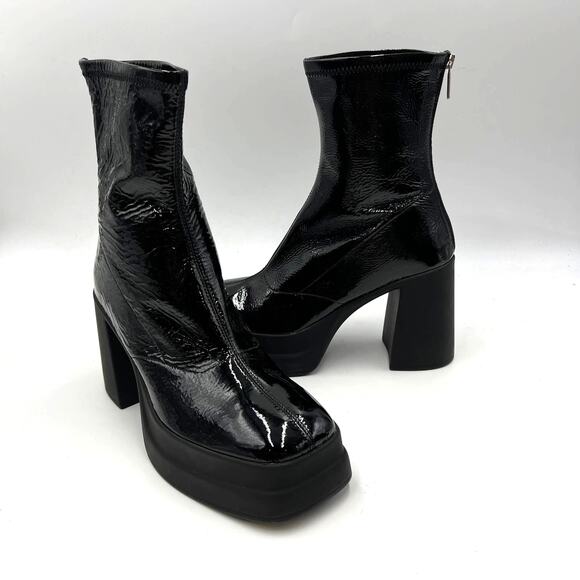 Free People Womens Double Stack Suede Platform Boots Black Size EU 40 US 10 - Picture 9 of 11